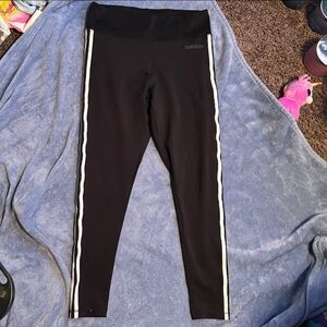 Adidas Kids Black Leggings with White Stripes